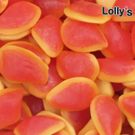 Bonbon en forme de mangue orange clair et orange-rouge