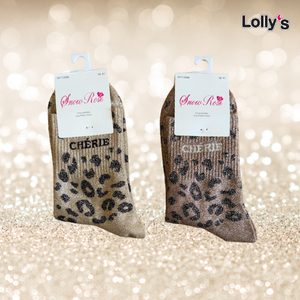 Chaussettes pailletées "CHERIE" léopard