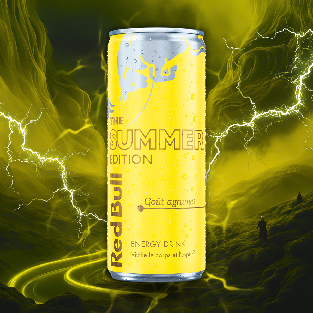 Redbull saveur agrumes, nouvelle canette Redbull jaune.