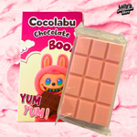 Chocolat Labubu rose saveur chocolat blanc. 