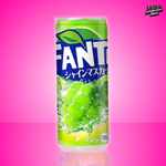 Fanta Shine Muscat 500ml, canette fanta saveur raisin, canette asiatique avec inscription en japonais. 
