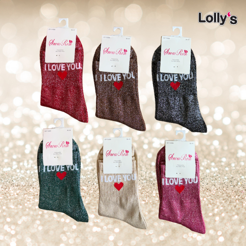 Chaussettes pailletées "I LOVE YOU"