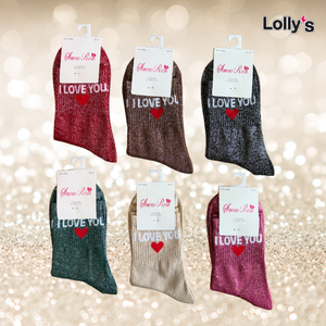 Chaussettes pailletées "I LOVE YOU"