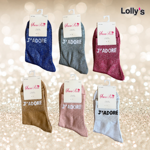 Chaussettes pailletées "J'ADORE"