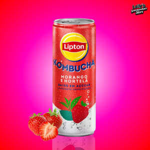 Kombucha Lipton Menthe Fraise, Boisson kombucha à la fraise, boisson pétillante. 