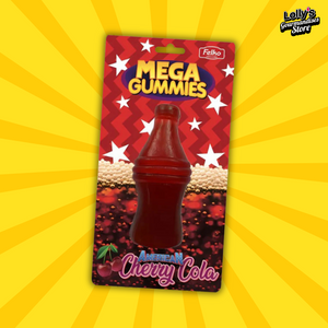 Mega Gummies Cherry Cola, le bonbon gélifié en forme de bouteille cola, imitant la saveur de la célèbre boisson coca cola cherry. 