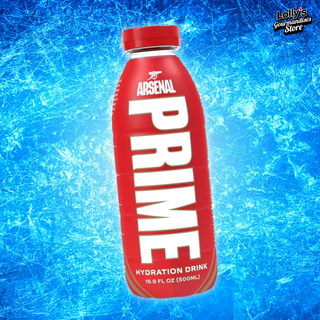 Prime Arsenal, la boisson énergisante en collaboration avec le club de football anglais Arsenal. 