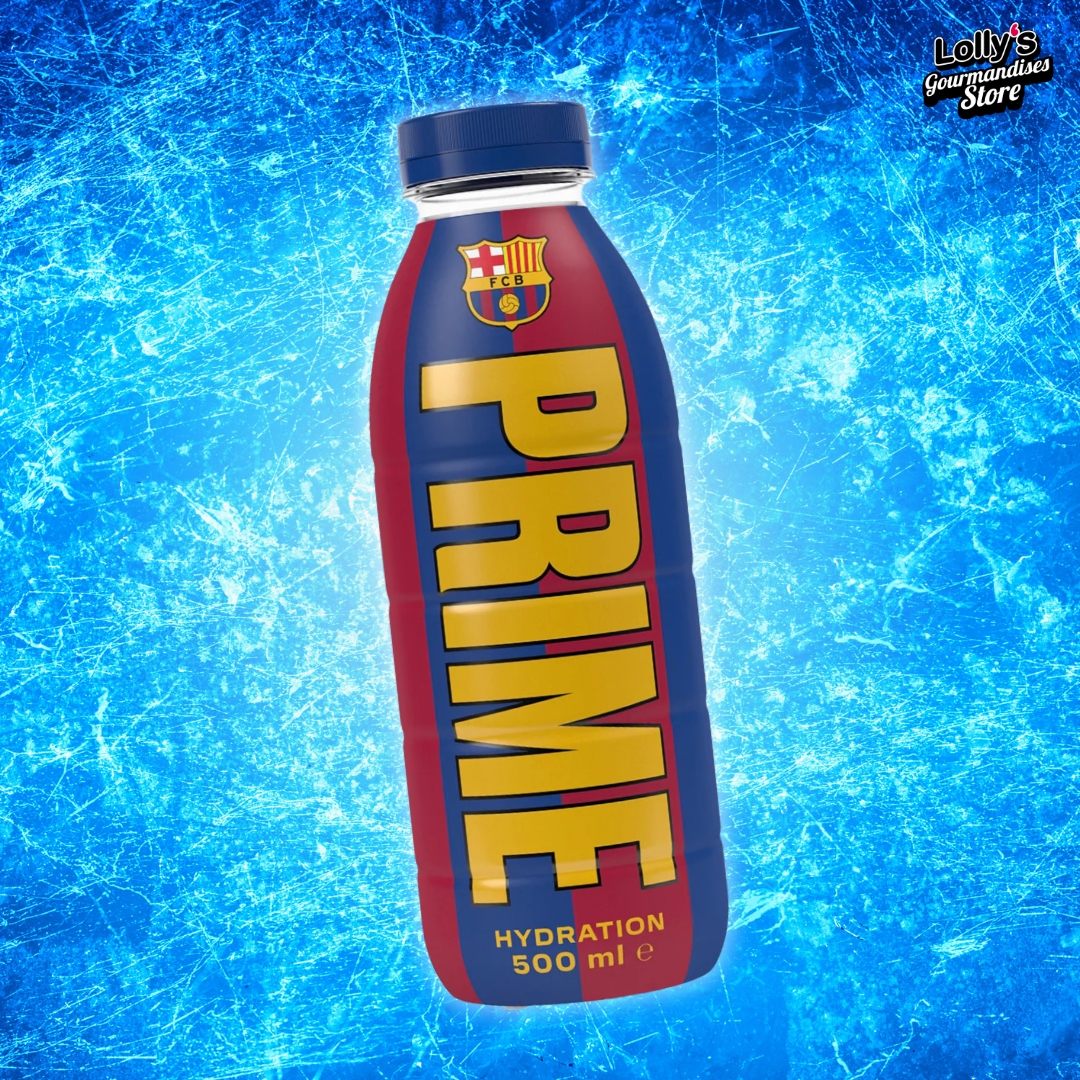 Prime Barcelona, la boisson énergisante de Logan paul, concue pour les sportif en quête d'hydratation. La boisson est en collaboration avec le club de football espagnol : le FCB 