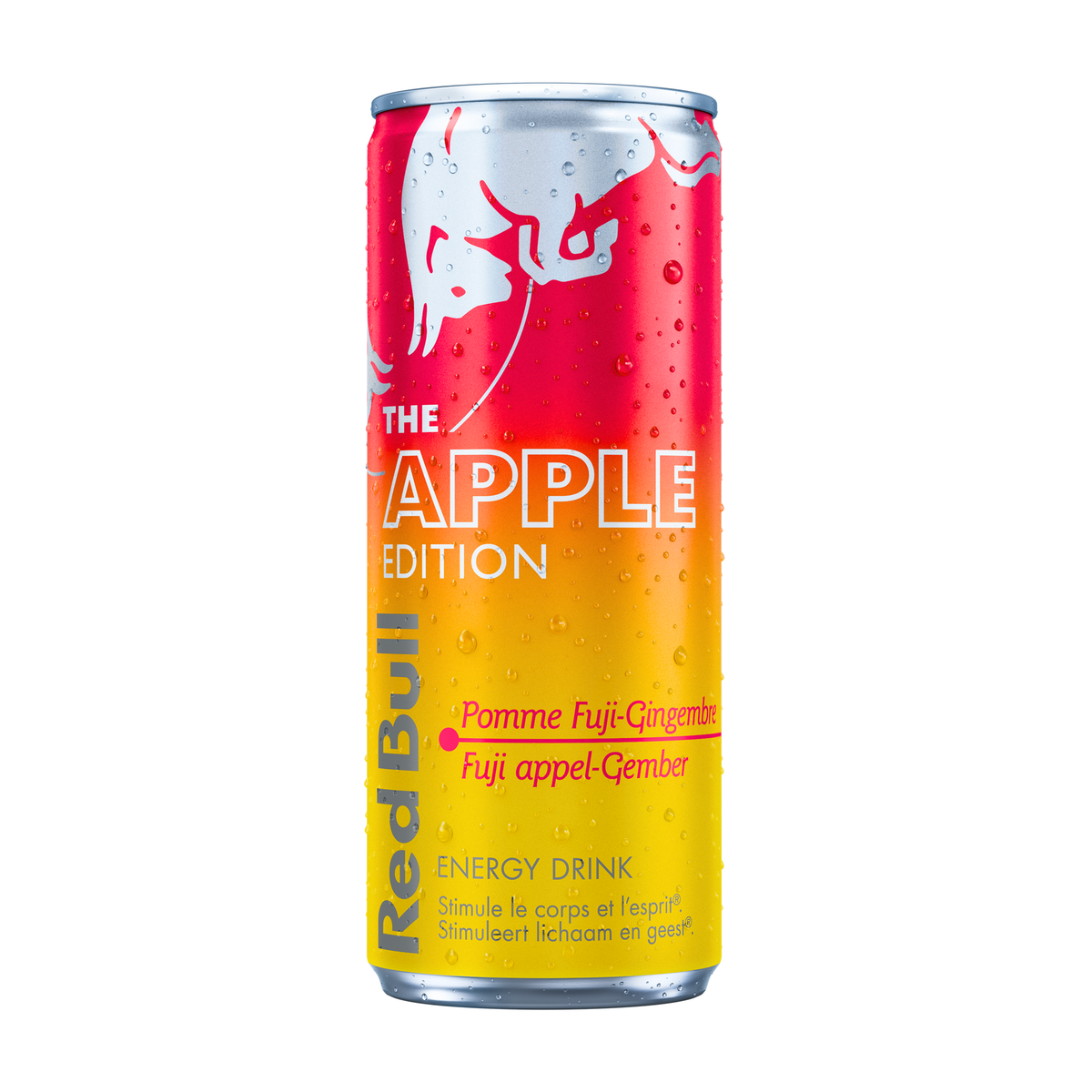Cannette de Redbull goût pomme gingembre.