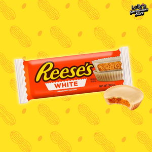 Reese's 2 White Peanut Butter Cups, deux coupelles reese's au chocolat blanc et au beurre de cacahuète.