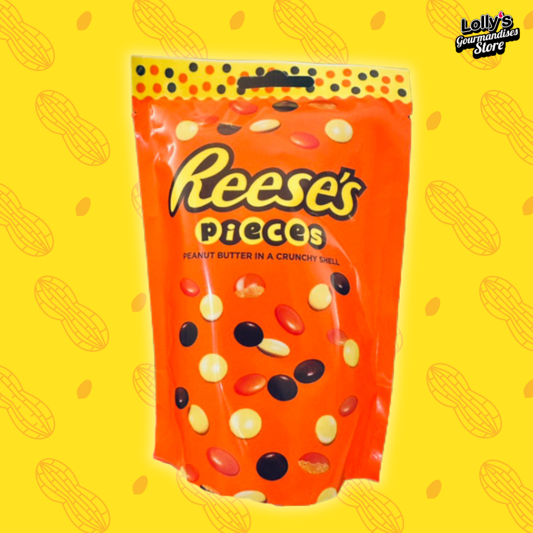 Reese's Pieces, mini dragées de beurre de cacahuète enrobés de chocolat. 