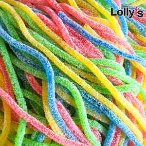 Spaghetti multifruit acides, bonbons acides, fils bonbons acidulés. 